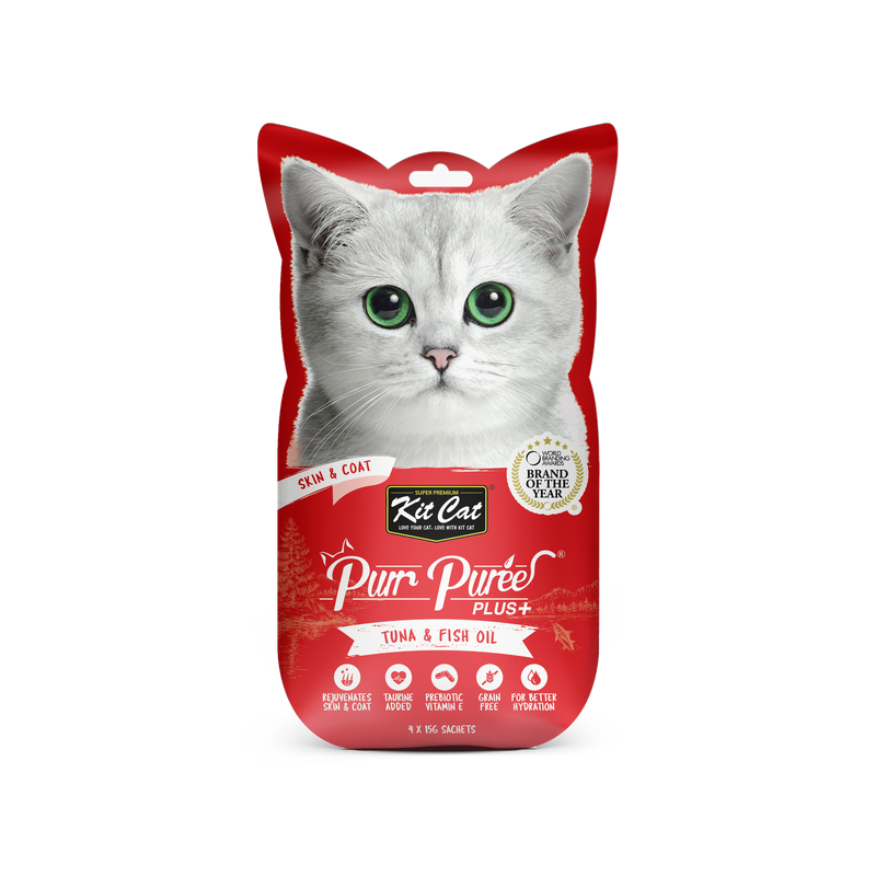 Kit Cat PurrPuree - Atún - Piel y pelaje - 4x15g