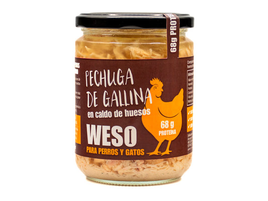 Pechuga de gallina en caldo para perros y gatos - 400 ml