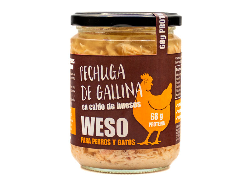 Pechuga de gallina en caldo para perros y gatos - 400 ml